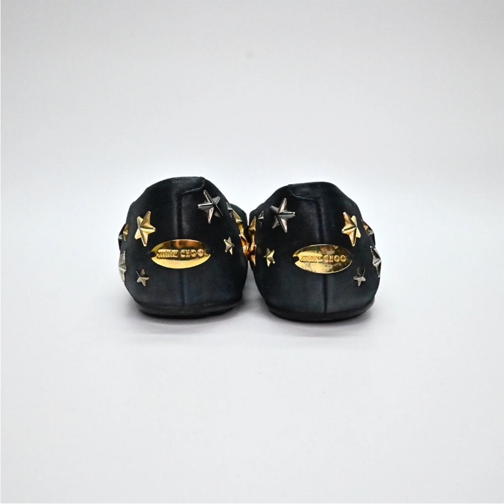 Jimmy Choo Black Flats with Gold Star Accents - Picture 2 of 5